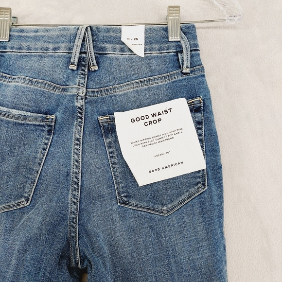 New Good American Good Waist Blue Crop Jeans P3095 - Picture 6 of 10